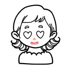 Sweet Girl in Love – Black and White Line Drawing