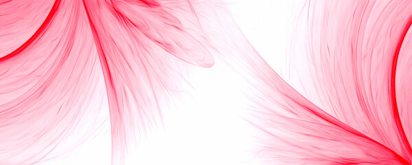 Obraz premium Pink abstract wave line hair texture line art background. Vibrant pink, white abstract fractal art with delicate flowing lines, ethereal feathery textures and Dynamic Movement, Dreamlike Digital art 