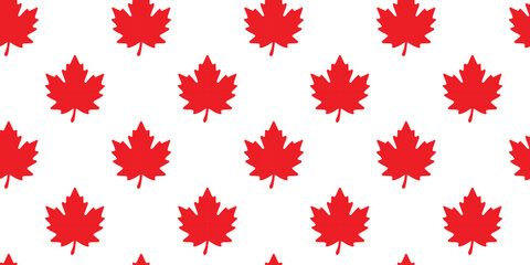 Seamless pattern with repeating red maple leaves. Flat vector template for Canada Day celebration, national design, or decorative use
