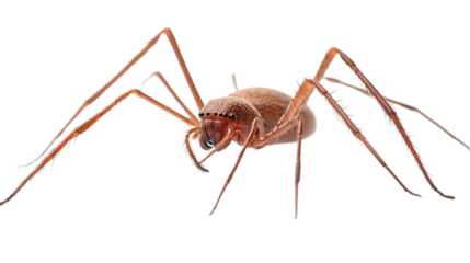 A detailed close-up of a mosquito sucking blood and a spider, both isolated on a white background