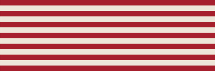 Seamless horizontal pattern of alternating red and beige stripes. Flat vector template for textile, wallpaper, or banner design