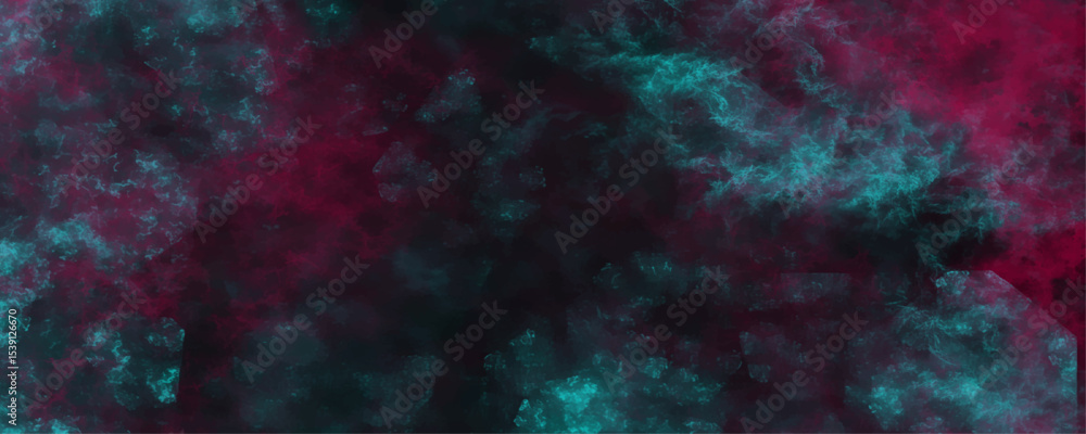 Poster deep blue, pink and red amazing cosmic space background pattern design. abstract fractal art backgro