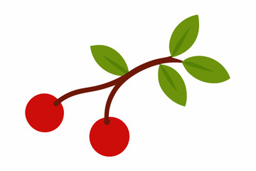 Simple illustration of two red berries on a branch