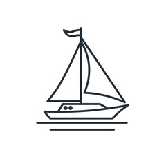 Sailboat line icon. Vector isolated on white background