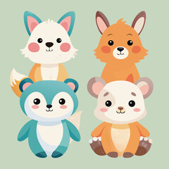 Fototapeta premium set of funny animals