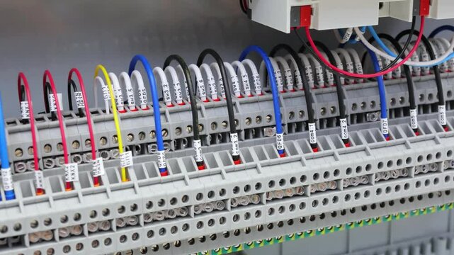 Marking electrical wiring wires with thermally printed nylon tape. 