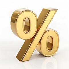 Golden Percentage Symbol Shines Bright On a White Background