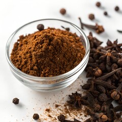 Aromatic Spices Ground in a Glass Bowl for Culinary Applications