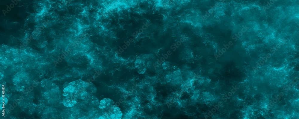 Poster abstract blue background with particles dark teal fractal smoke textured design. minimalist backgrou
