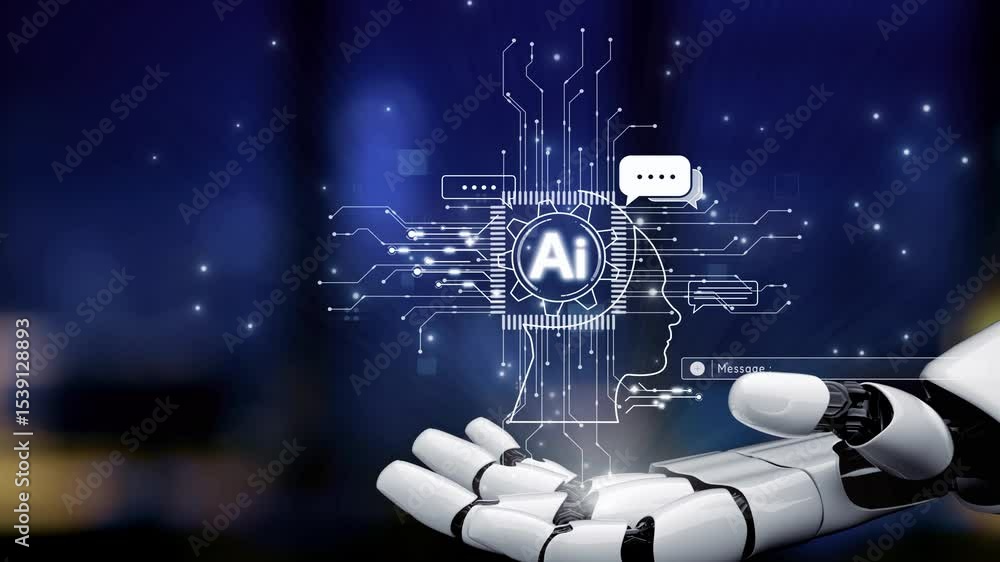 Poster ai assistant brain processor with llm technology, big data, machine learning, generative ai for busi