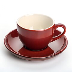 Elegant Red Ceramic Coffee Cup and Saucer Drinkware for Home Use