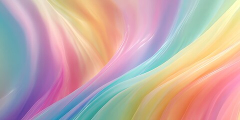 Obraz premium Pastel colored abstract waves flowing smoothly across the frame in a soft and dreamy composition
