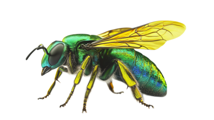 Isolated macro housefly with hairy legs and detailed wings on a white background
