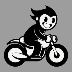 Vector art illustration of a vintage retro motorcycle rider