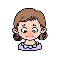 Sad Girl with Tears – Emotional Cartoon Character