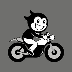 Vector art illustration of a vintage retro motorcycle rider