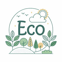 Fototapeta premium Ecosystem Illustration | Nature Environment Concept, Sustainable Ecology Design, Wildlife and Forest Habitat, Biodiversity and Green Planet Artwork
