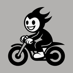 Vector art illustration of a vintage retro motorcycle rider