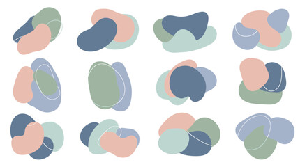 Fototapeta premium Abstract Organic Shapes Pastel Color Palette Vector Illustration Set
