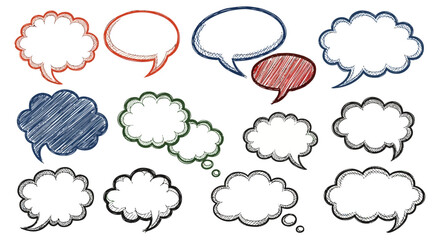Obraz premium Hand-Drawn Speech Bubbles A Collection of Sketch Style Dialogue Boxes