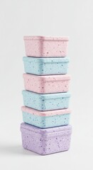 Stack of Pastel Terrazzo Lunchboxes, Ready for Picnic or School