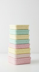 Stack of Pastel Terrazzo Lunchboxes, Ready for Picnic or School