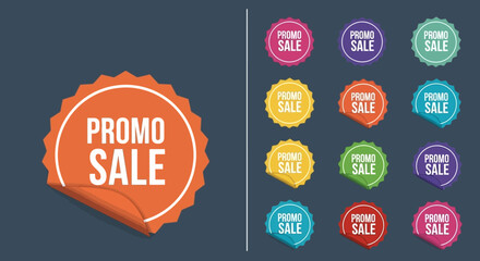 Obraz premium Colorful Promo Sale Stickers Vector Graphics for Marketing and Advertising
