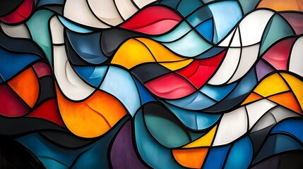 Captivating Abstract Composition with Dynamic Colorful Shapes and Fluid Patterns