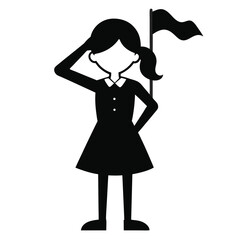 Girl Saluting Flag In School Uniform