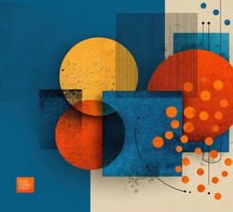 Geometric design with blue and orange abstract elements