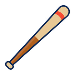 Cartoon baseball bat illustration on a solid yellow background for sports