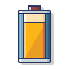 Illustration of a battery icon representing energy level with a White background