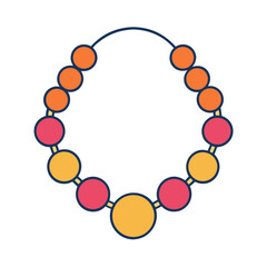Colorful Bead Necklace Fashion Accessory with Circular Design on White Background