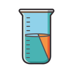Illustration of a Graduated Beaker with Two Distinct Liquids on White Background