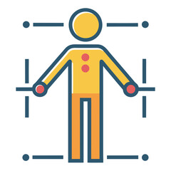 Stylized full body scan of a person in a yellow shirt