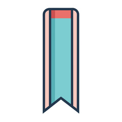 Minimalist illustration of a blue and pink bookmark with a white background