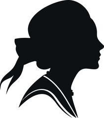 Elegant vintage silhouette of a girl design with white background
