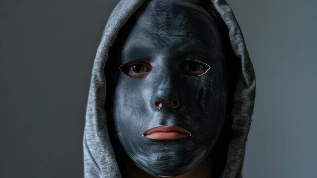 Male with masked face, expressing solidarity with protest movement, emphasizing anonymity for security and empowerment.