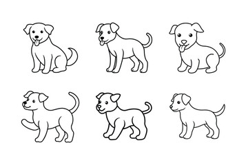 Dog different style line art design bundle