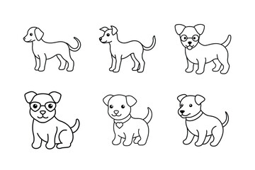 Obraz premium Dog different style line art design bundle