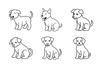 Dog different style line art design bundle