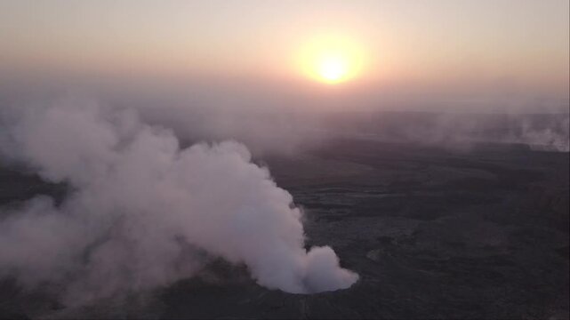 Erta Ale volcano Danakil Depression Ethiopia, eruption.