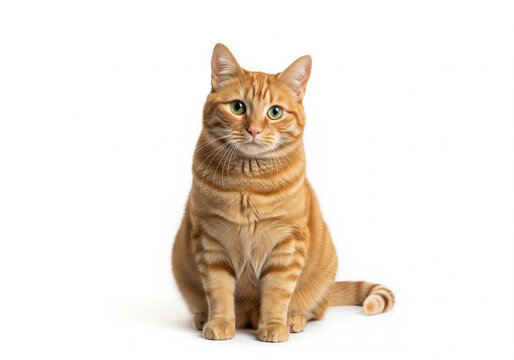chat roux tigr&eacute; assis