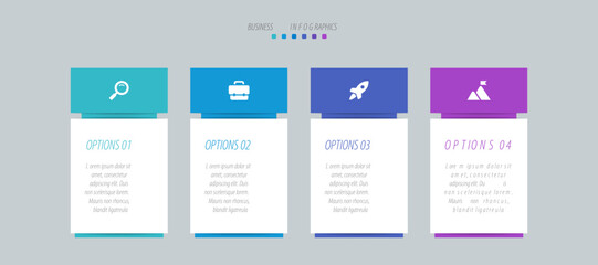 Horizontal progress bar featuring 4 arrow-shaped elements, symbolizing the four stages of business strategy and progression. Clean timeline infographic design template. Vector for presentation