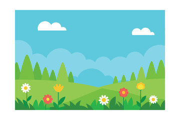 Fototapeta premium spring landscape with grass and flowers