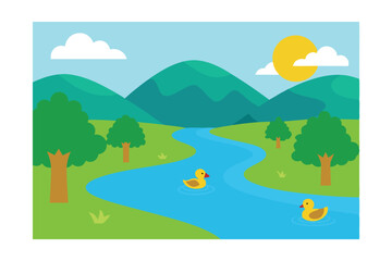 Obraz premium summer landscape with mountains