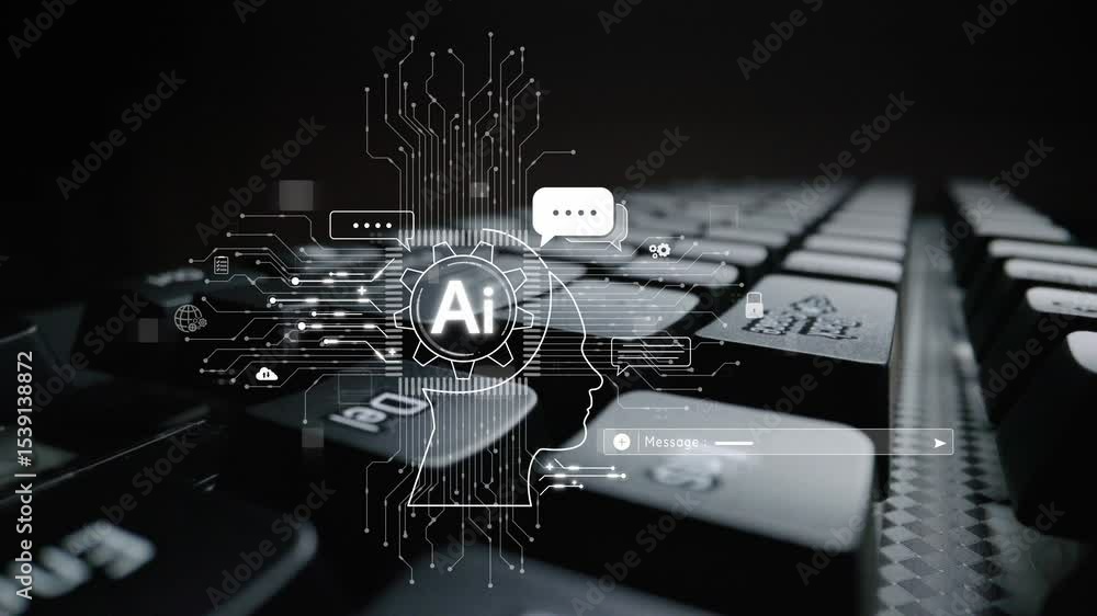 Poster ai assistant brain processor with llm technology, big data, machine learning, generative ai for busi