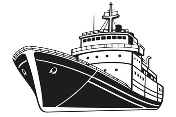 Fototapeta premium Striking Black and White Illustration of a Large Ship at Sea a Majestic Vessel Depicted with Bold Lines