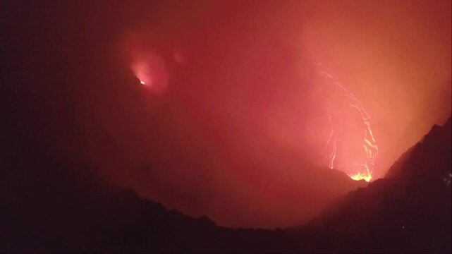 Erta Ale volcano Danakil Depression Ethiopia, eruption.