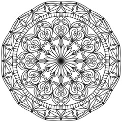 Mandala 378, ethnic, swirl pattern, object isolated on white background. Coloring page 437, hand drawn, vector.